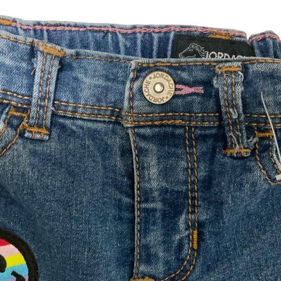 Jordache Jean Retro Hippie 60’s Distressed Dark Wash Embroidered Patches Girl 2T - Picture 10 of 16
